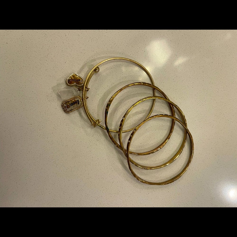 Gold bracelets- bundle!! Bangle and charm bracelet